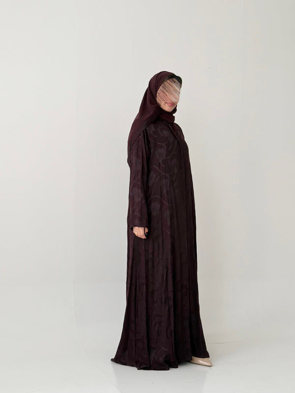 S893 | عباية مع طرحة نص كلوش مغسول خاكار