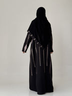 S849 عباية مع طرحة نص كلوش كريب برابي