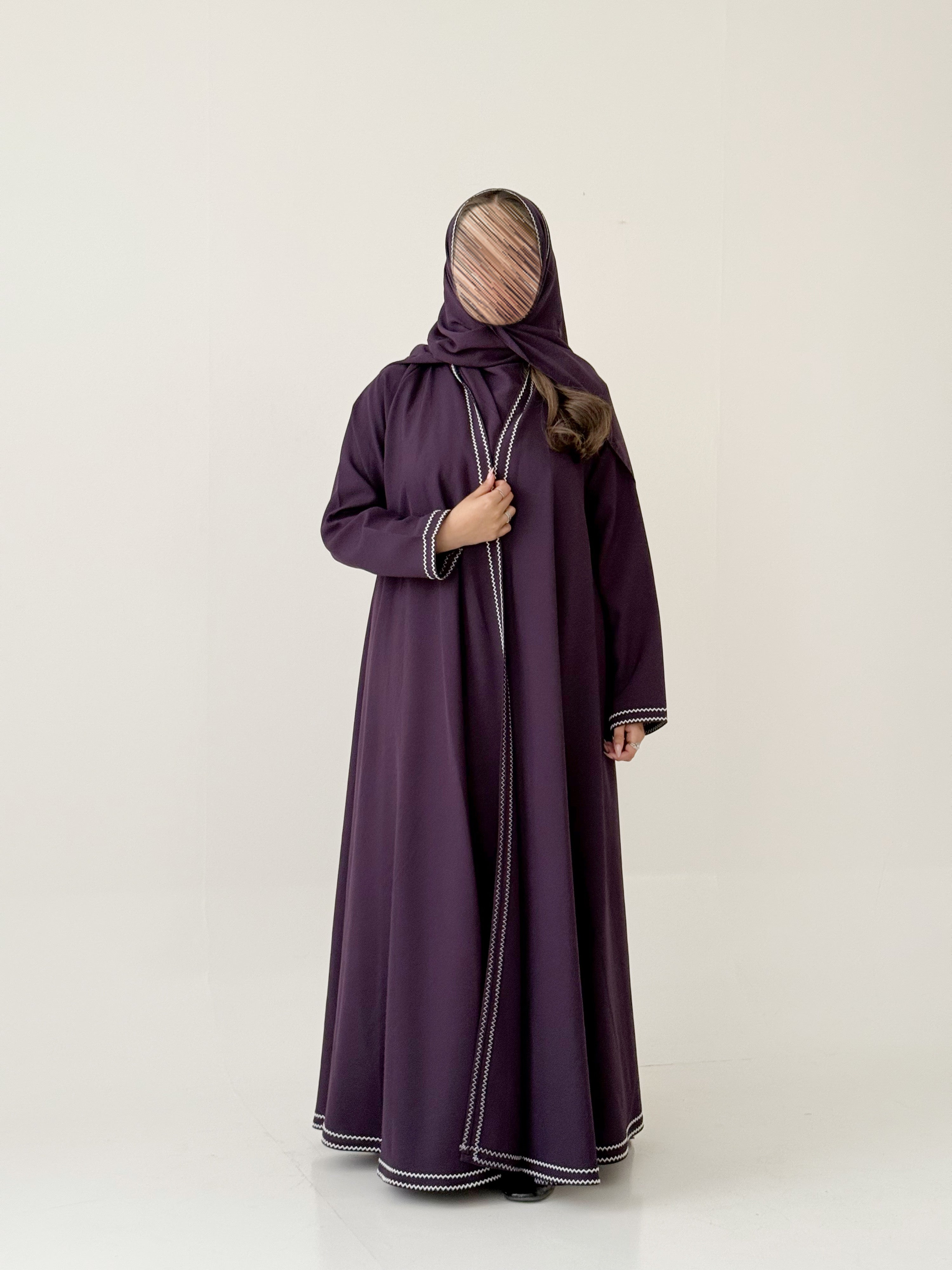 S638 عباية مع طرحة كلوش كتان