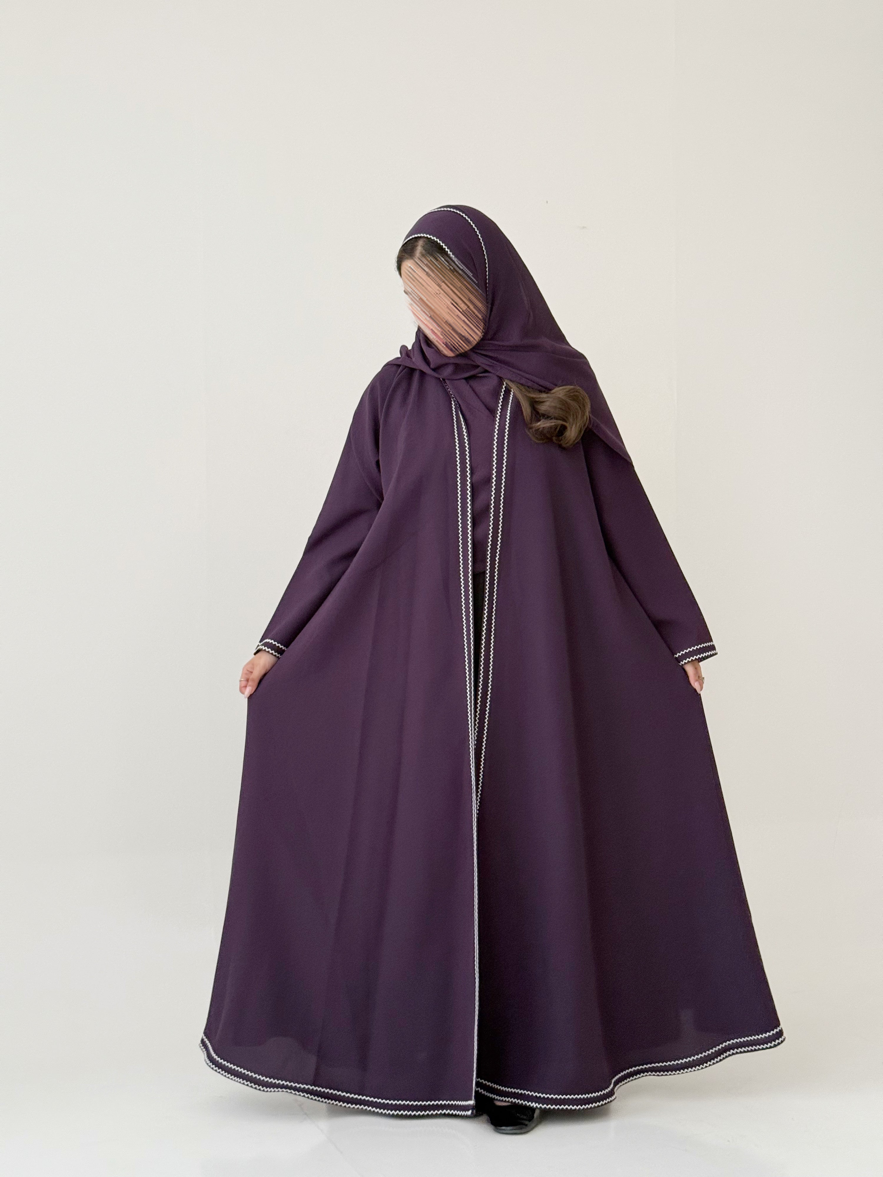 S638 عباية مع طرحة كلوش كتان