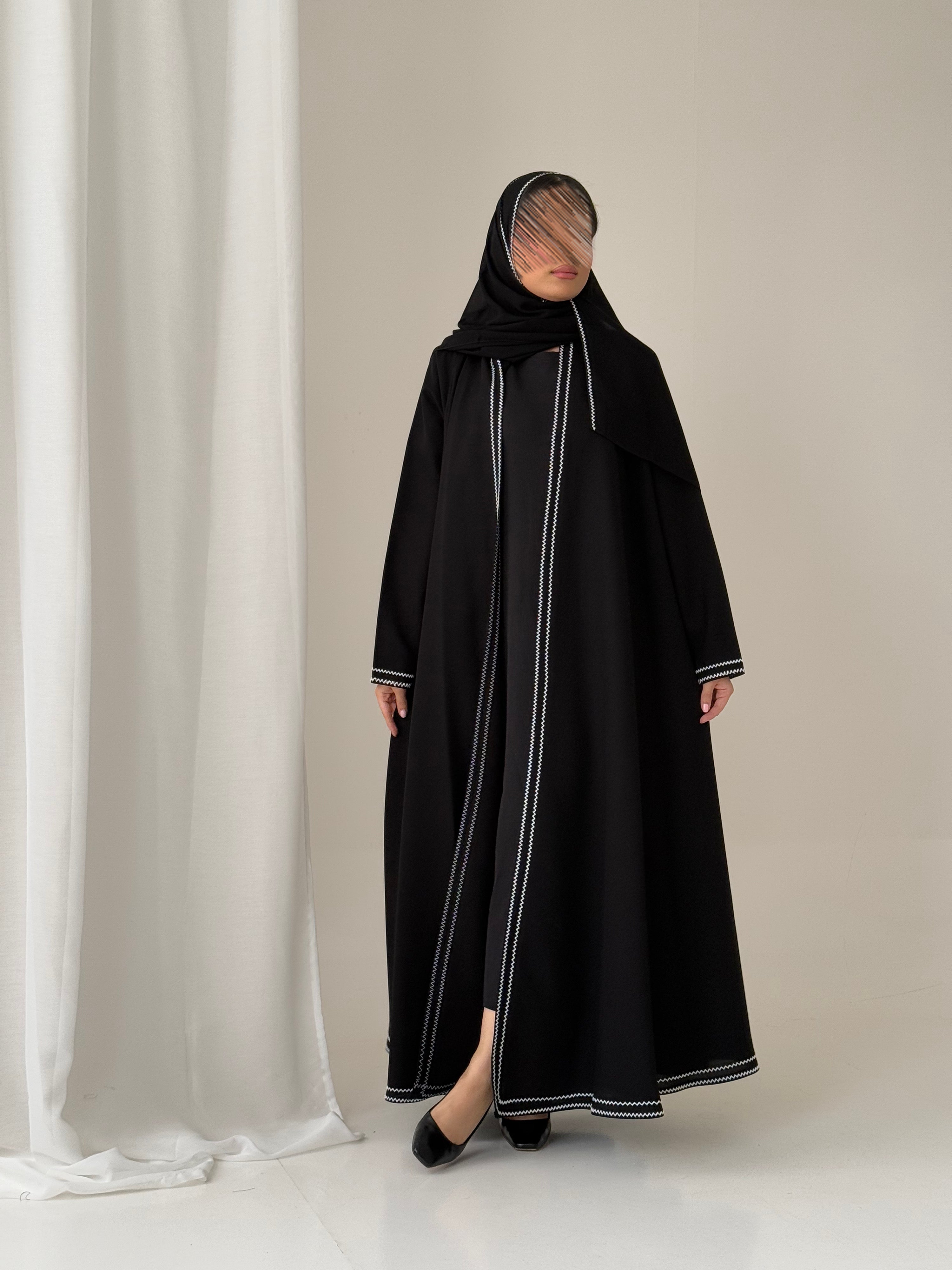 S638 عباية مع طرحة كلوش كتان