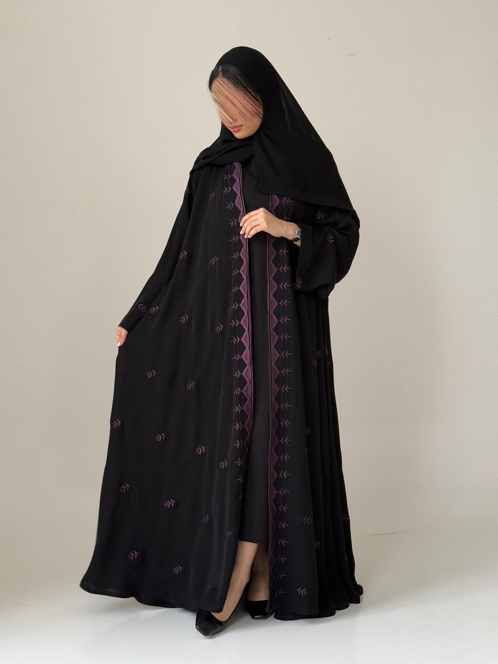 S837 عباية مع طرحة دبل كلوش أنترنت