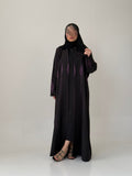 S849 عباية مع طرحة نص كلوش كريب برابي