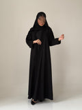 S842 عباية مع طرحة نص كلوش كتان
