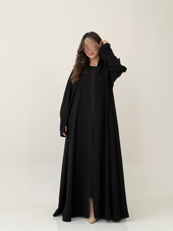 S798 عباية مع طرحة كريب الرياض دبل كلوش