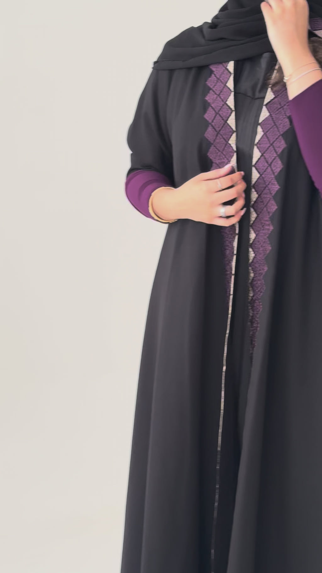 S785 عباية مع طرحة دبل كلوش كتان