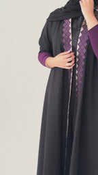 S785 عباية مع طرحة دبل كلوش كتان