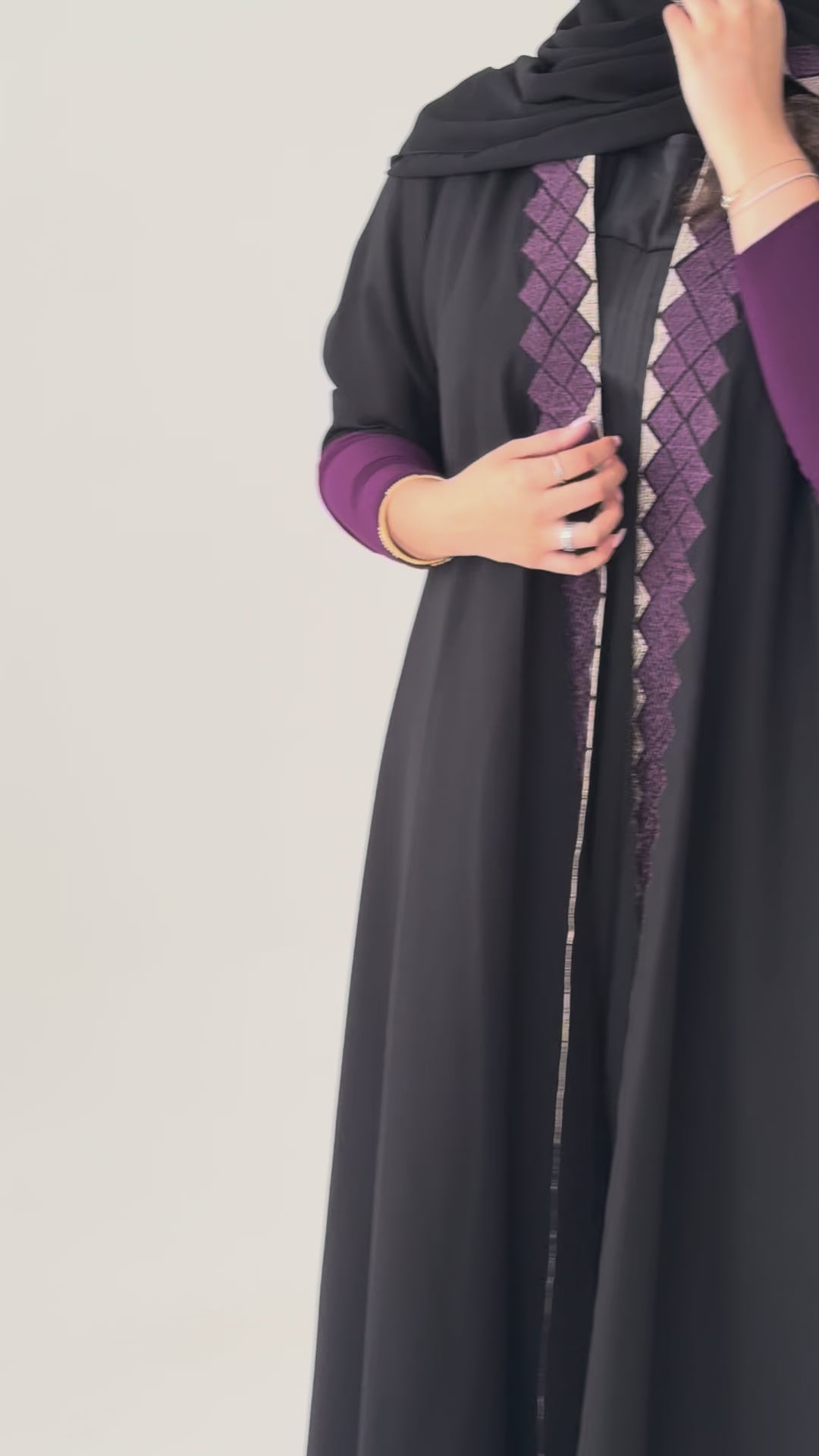 S785 عباية مع طرحة دبل كلوش كتان