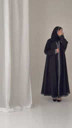 S638 عباية مع طرحة كلوش كتان