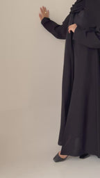 S638 عباية مع طرحة كلوش كتان