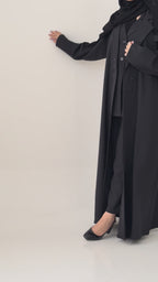 S795 طقم عباية مع طرحة نص كلوش بليزر 4ق