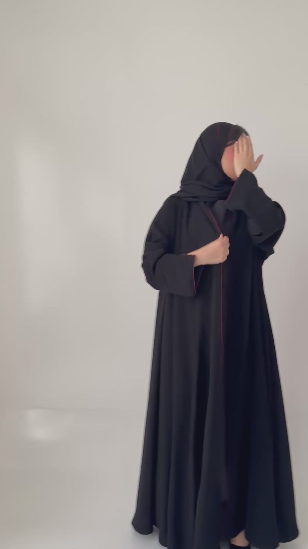 S798 عباية مع طرحة كريب الرياض دبل كلوش