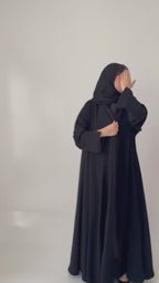 S798 عباية مع طرحة كريب الرياض دبل كلوش