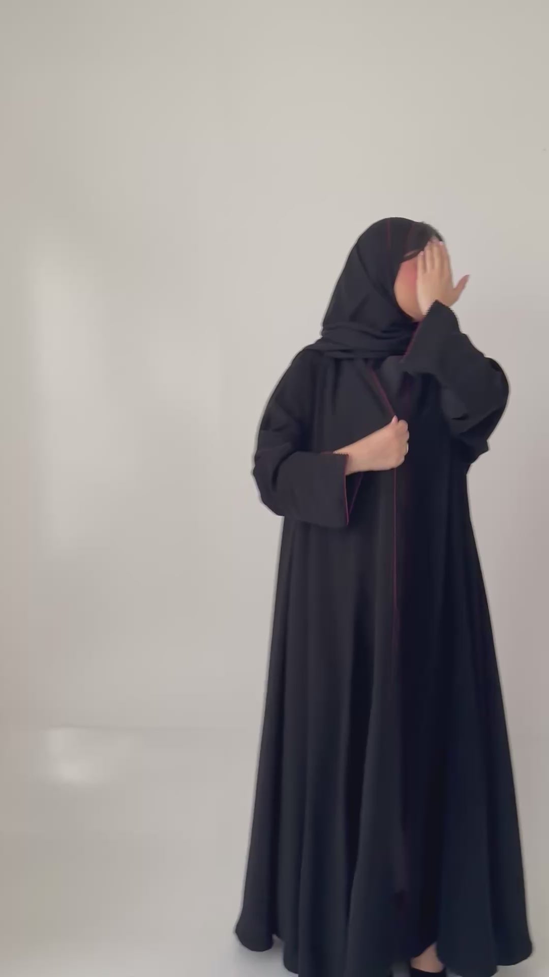 S798 عباية مع طرحة كريب الرياض دبل كلوش