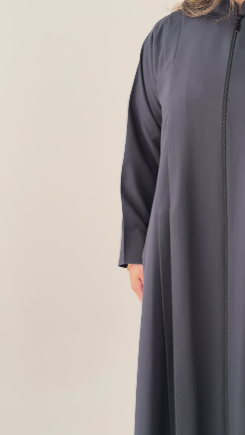 S881 عباية مع طرحة نص كلوش كتان