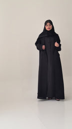 SH24 عباية مع طرحة نص كلوش كتان 3ق
