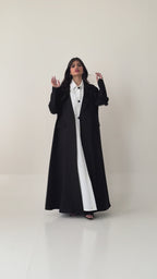SH24 عباية مع طرحة نص كلوش كتان 3ق