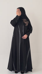 S469 عباية مع طرحة كتان دبل كلوش