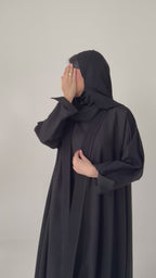 S842 عباية مع طرحة نص كلوش كتان