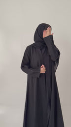 S468 عباية مع طرحة نص كلوش كتان