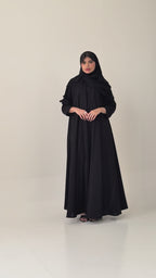 S469 عباية مع طرحة كتان دبل كلوش