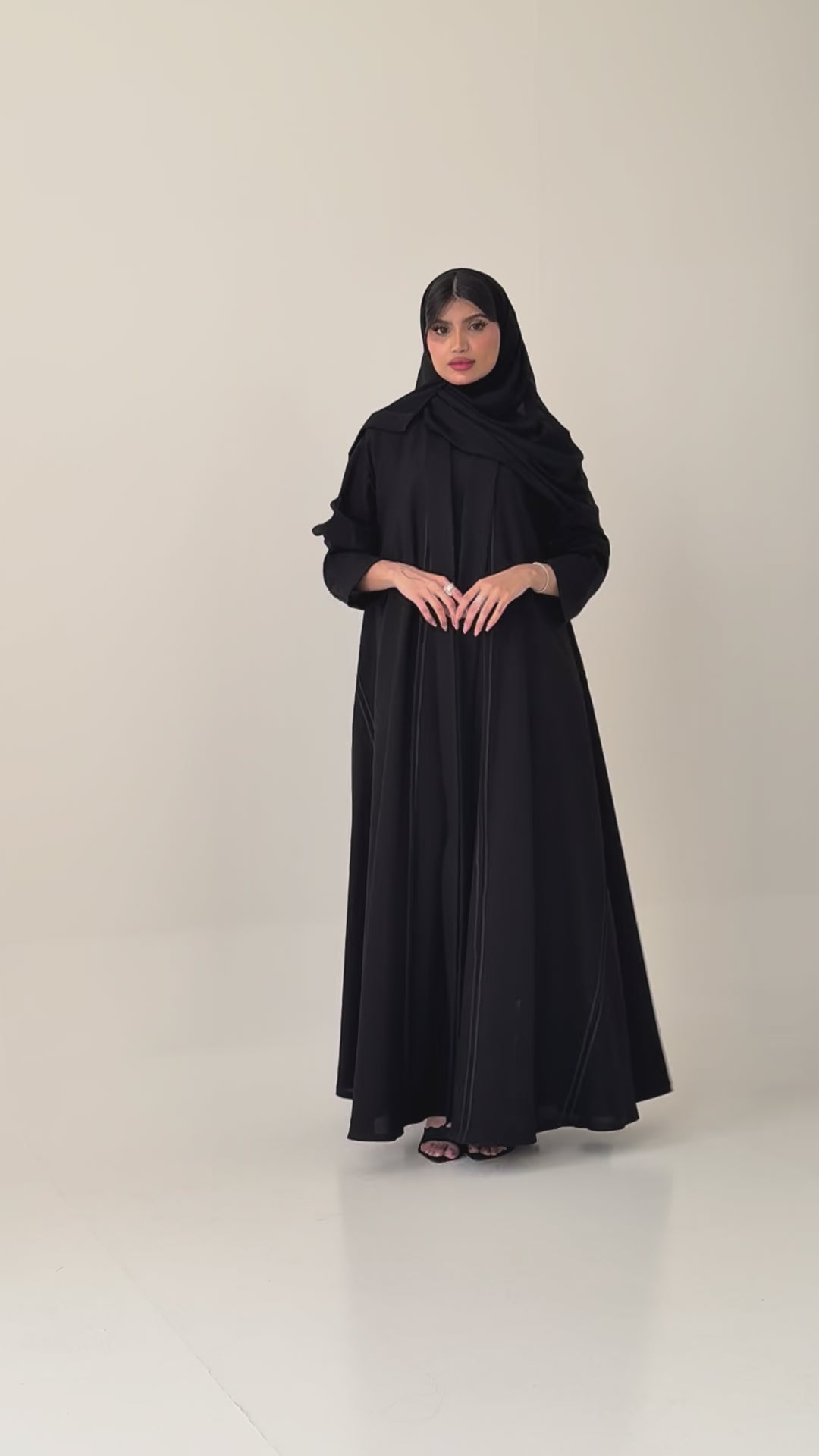 S469 عباية مع طرحة كتان دبل كلوش