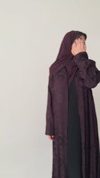 S893  عباية مع طرحة نص كلوش مغسول خاكار