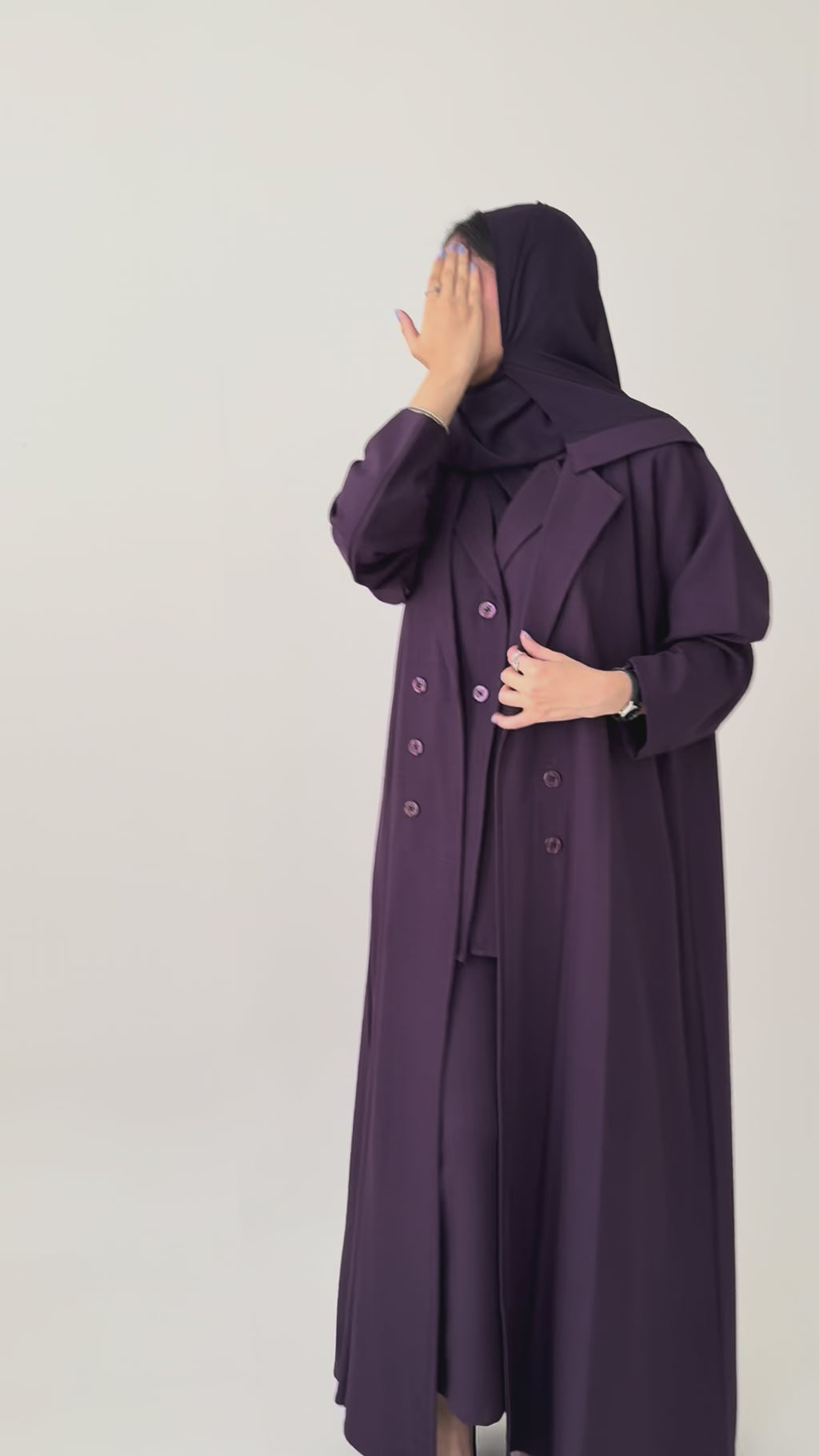 S795 طقم عباية مع طرحة نص كلوش بليزر 4ق