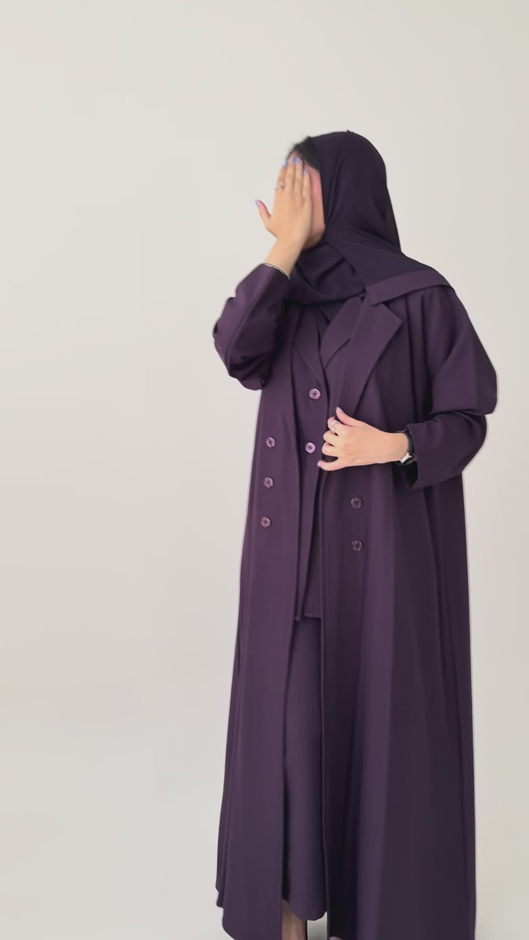 S795 طقم عباية مع طرحة نص كلوش بليزر 4ق