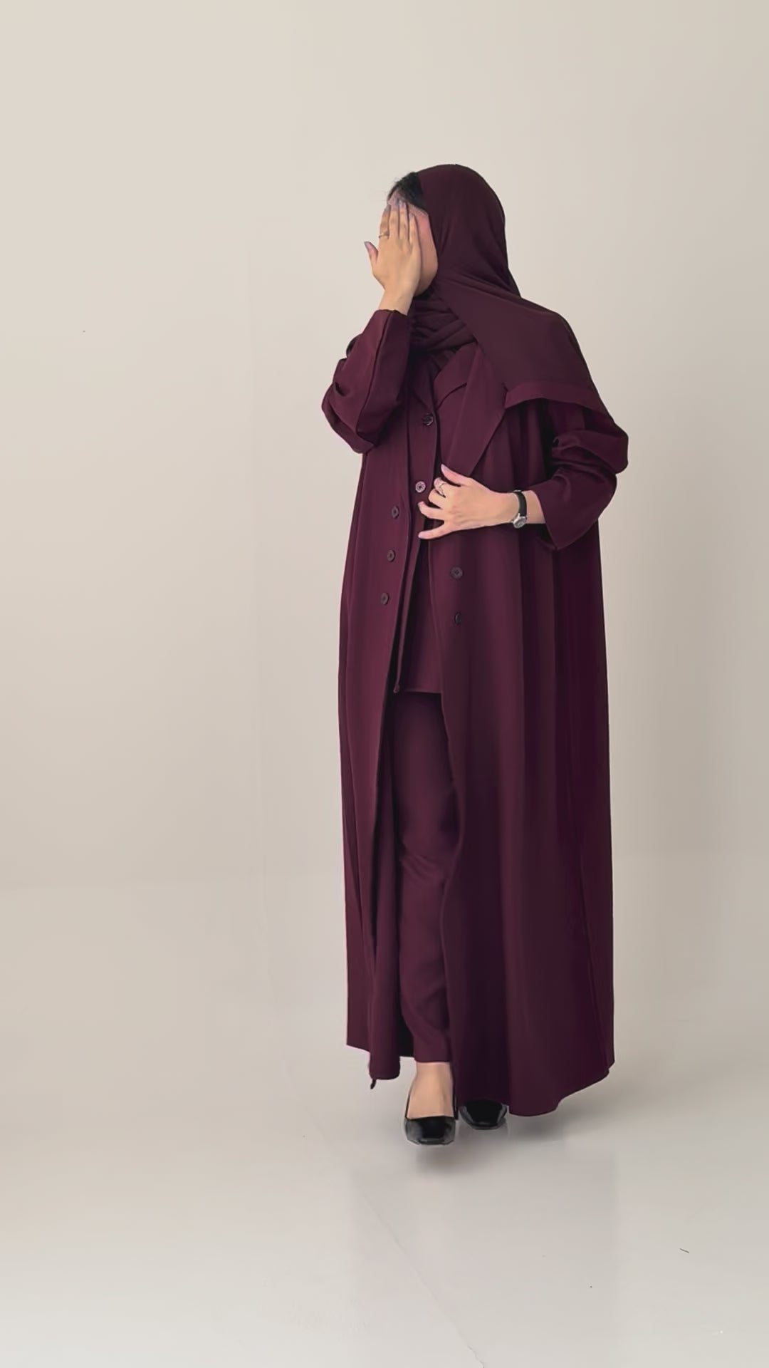 S795 طقم عباية مع طرحة نص كلوش بليزر 4ق