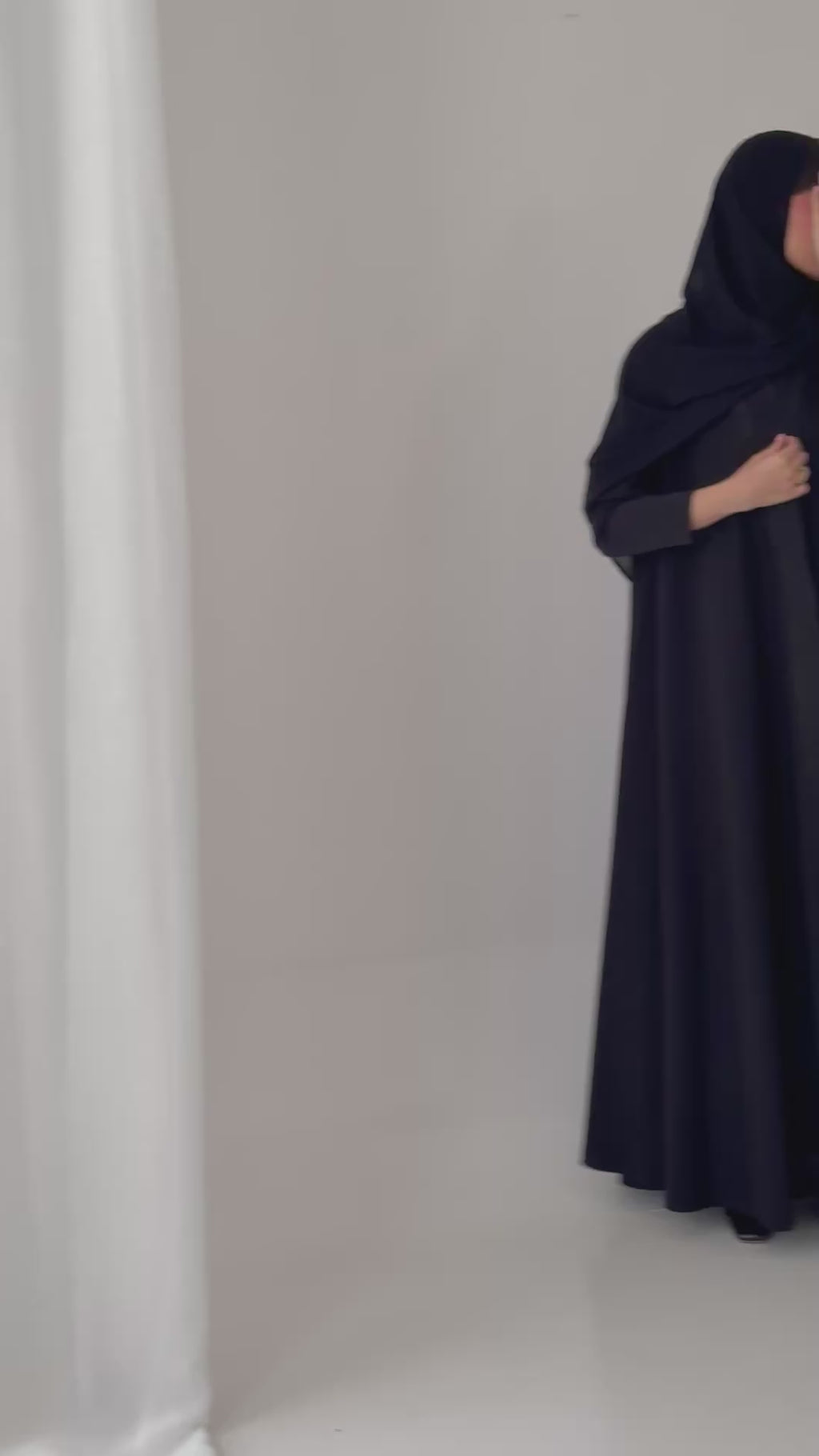 S785 عباية مع طرحة دبل كلوش كتان
